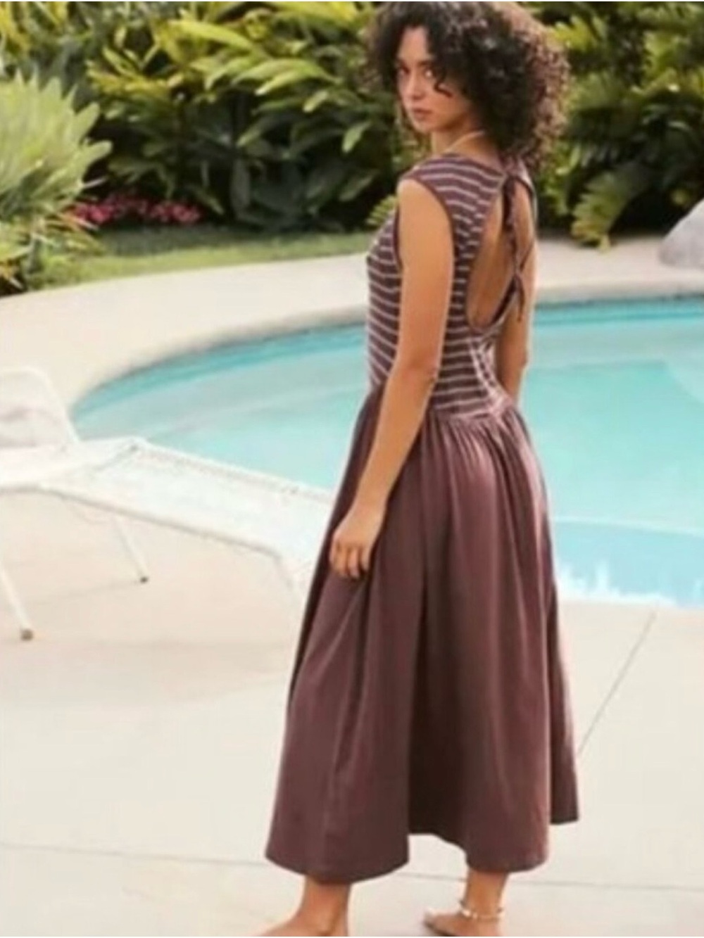 Free People Brown Striped Midi Dress - Picture 2 of 6